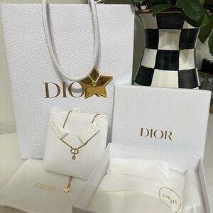Dior Gold Necklace with Crystal Charm